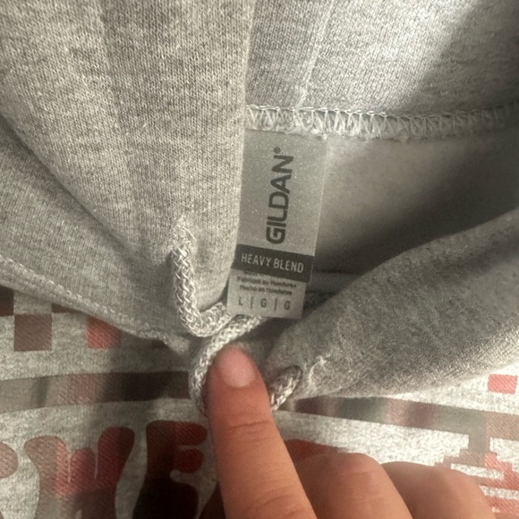 Gildan Gray Hoodie with Red Graphic - Picture 2 of 2